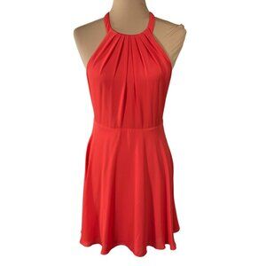 Express Mini Dress Halter Red Orange Keyhole Back Size 6 Party